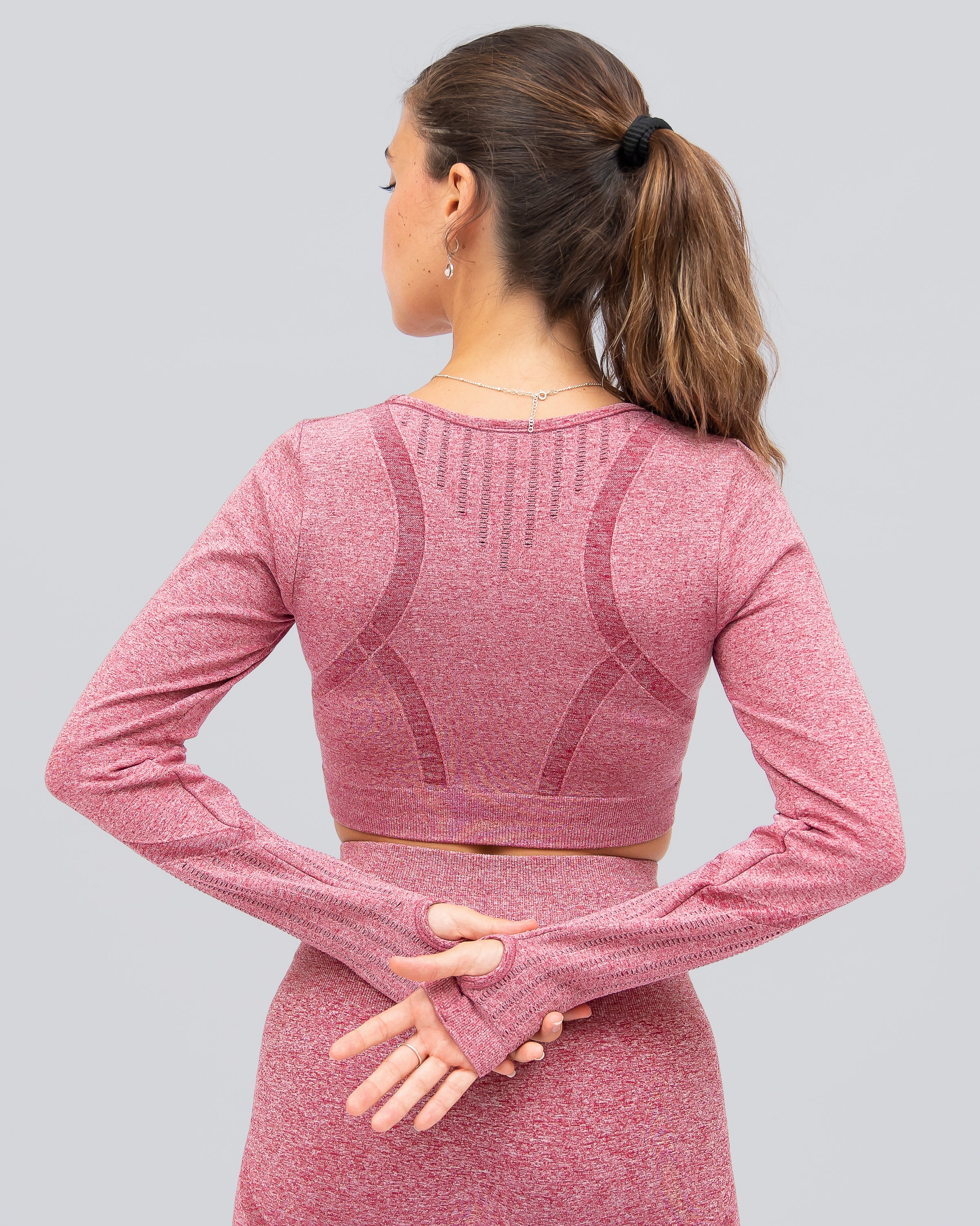 Dynamic Pink Long Sleeve Crop Top