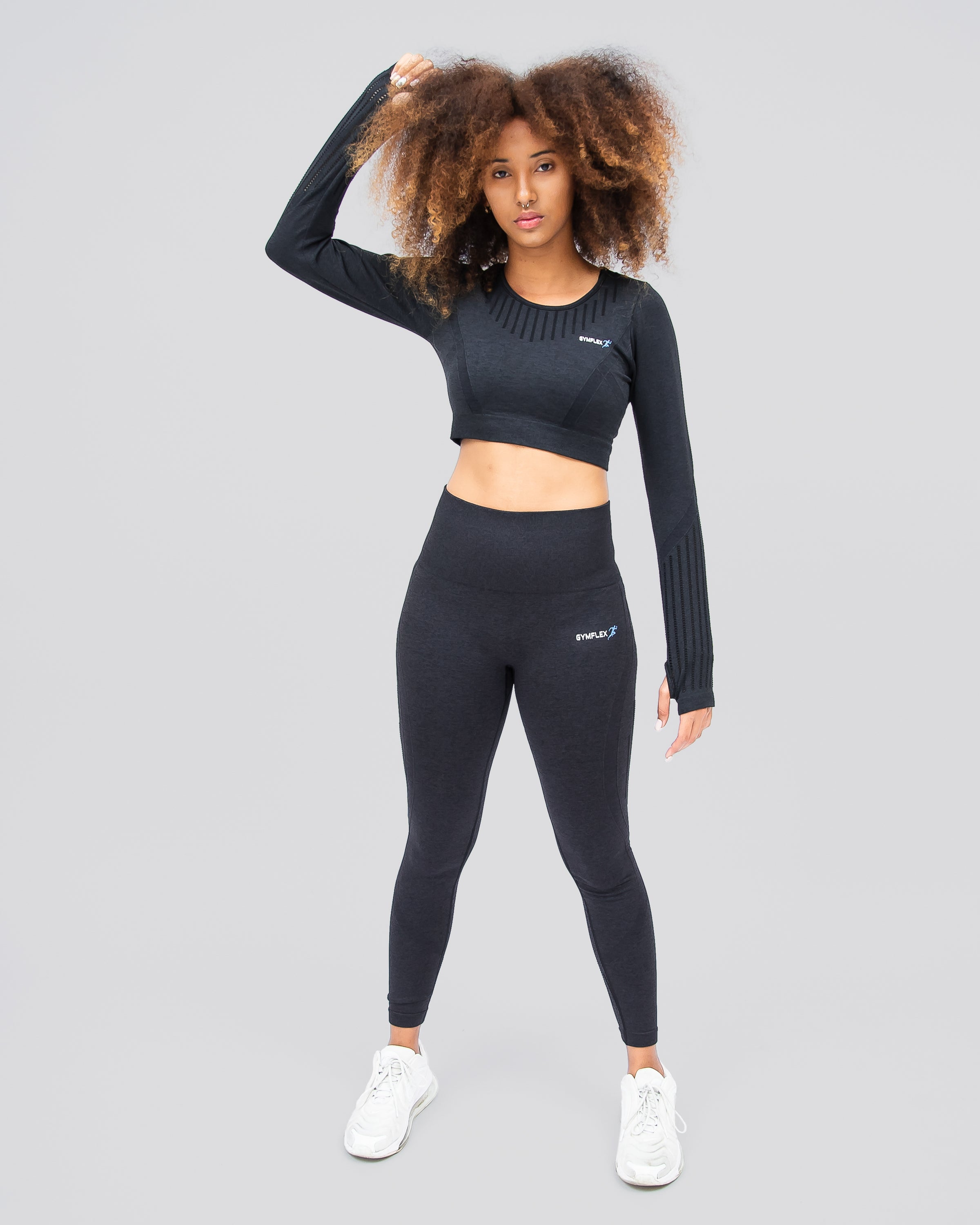 Dynamic Black Long Sleeve Crop Top