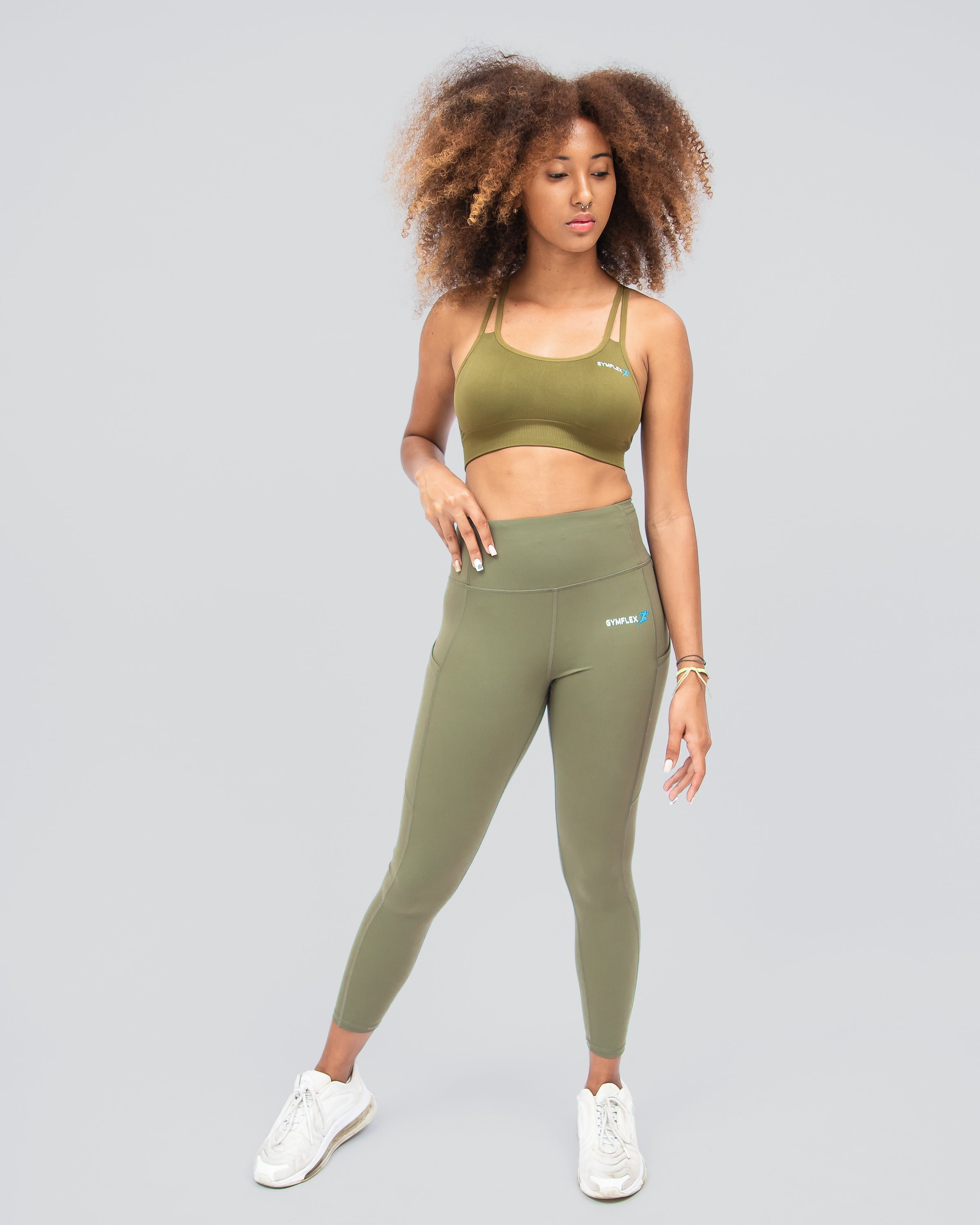 Flex Strappy Olive Green Sports Bra