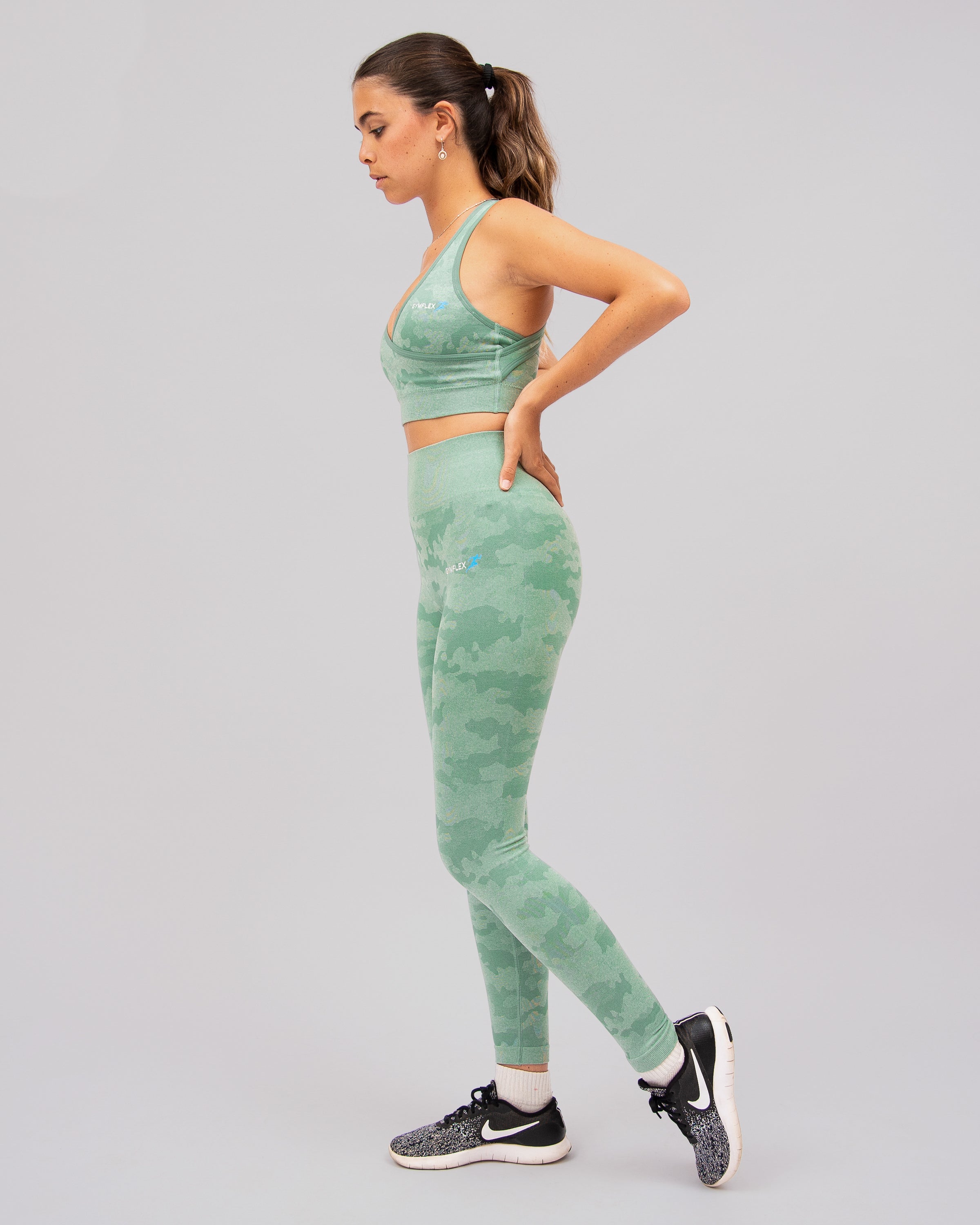 Camo Light Green Sports Bra