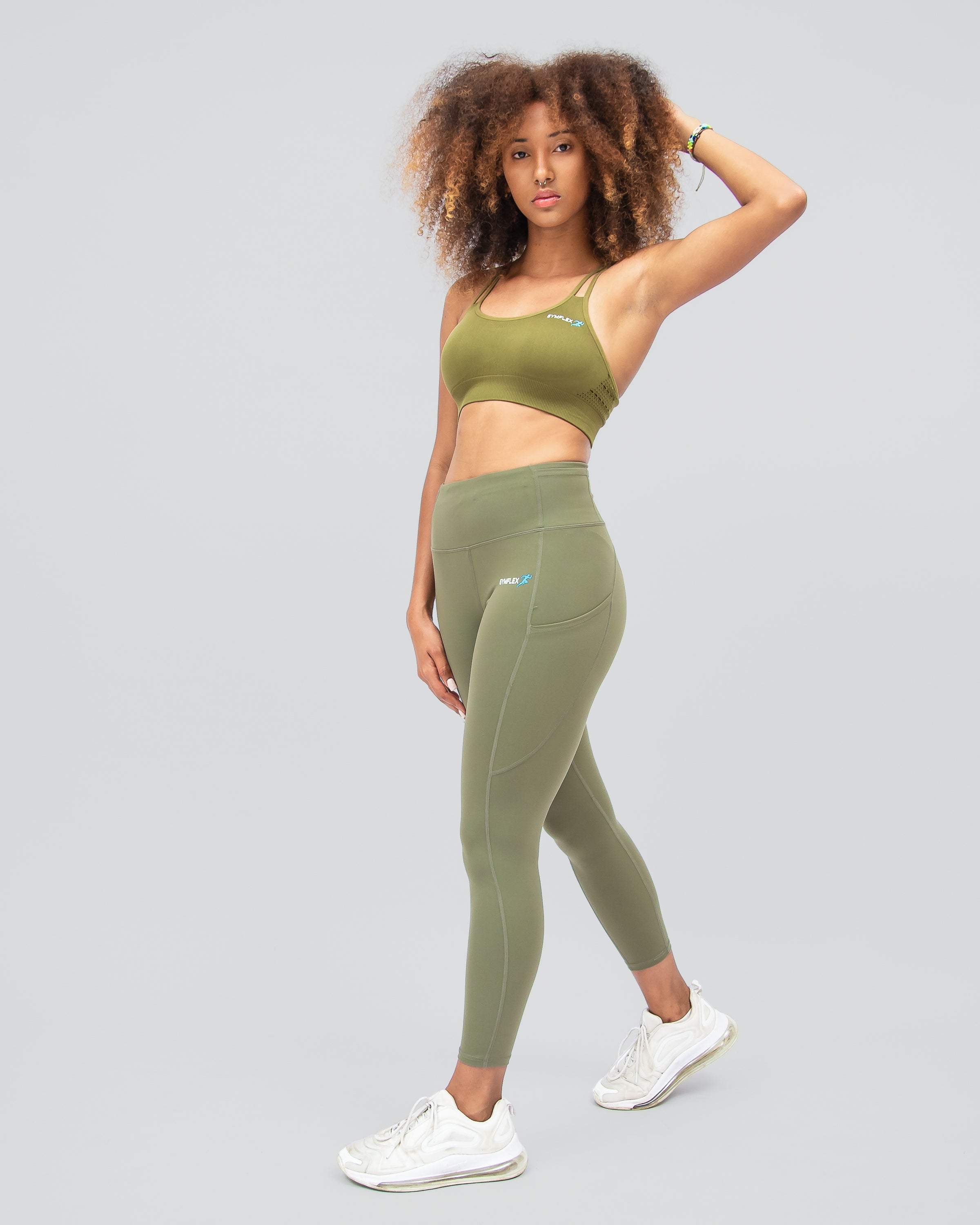 Flex Strappy Olive Green Sports Bra