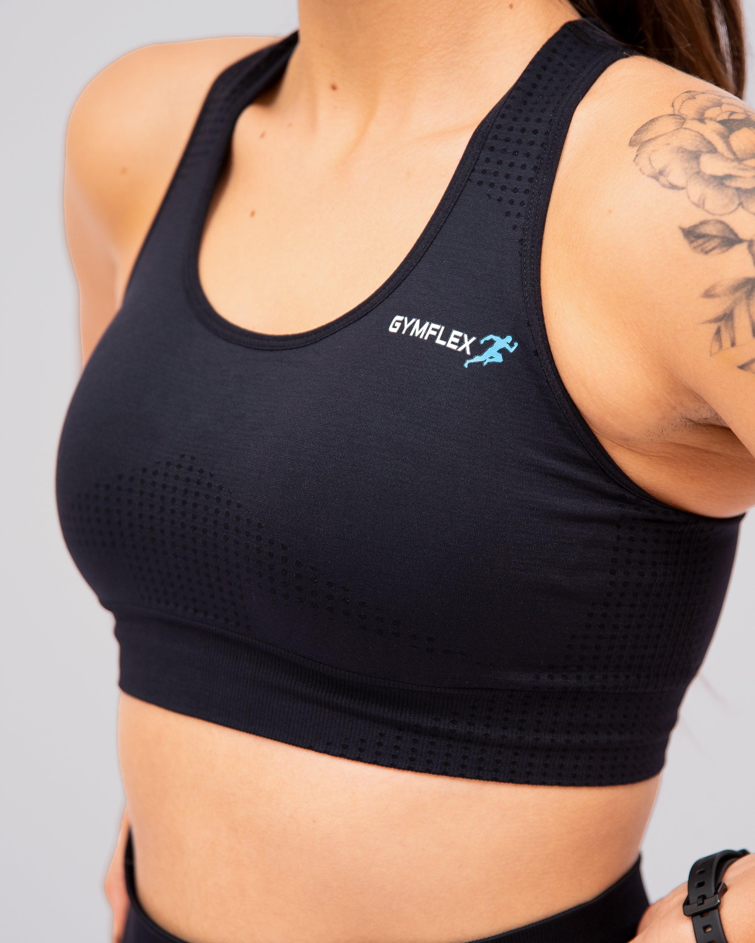 Active black seamless sports bra
