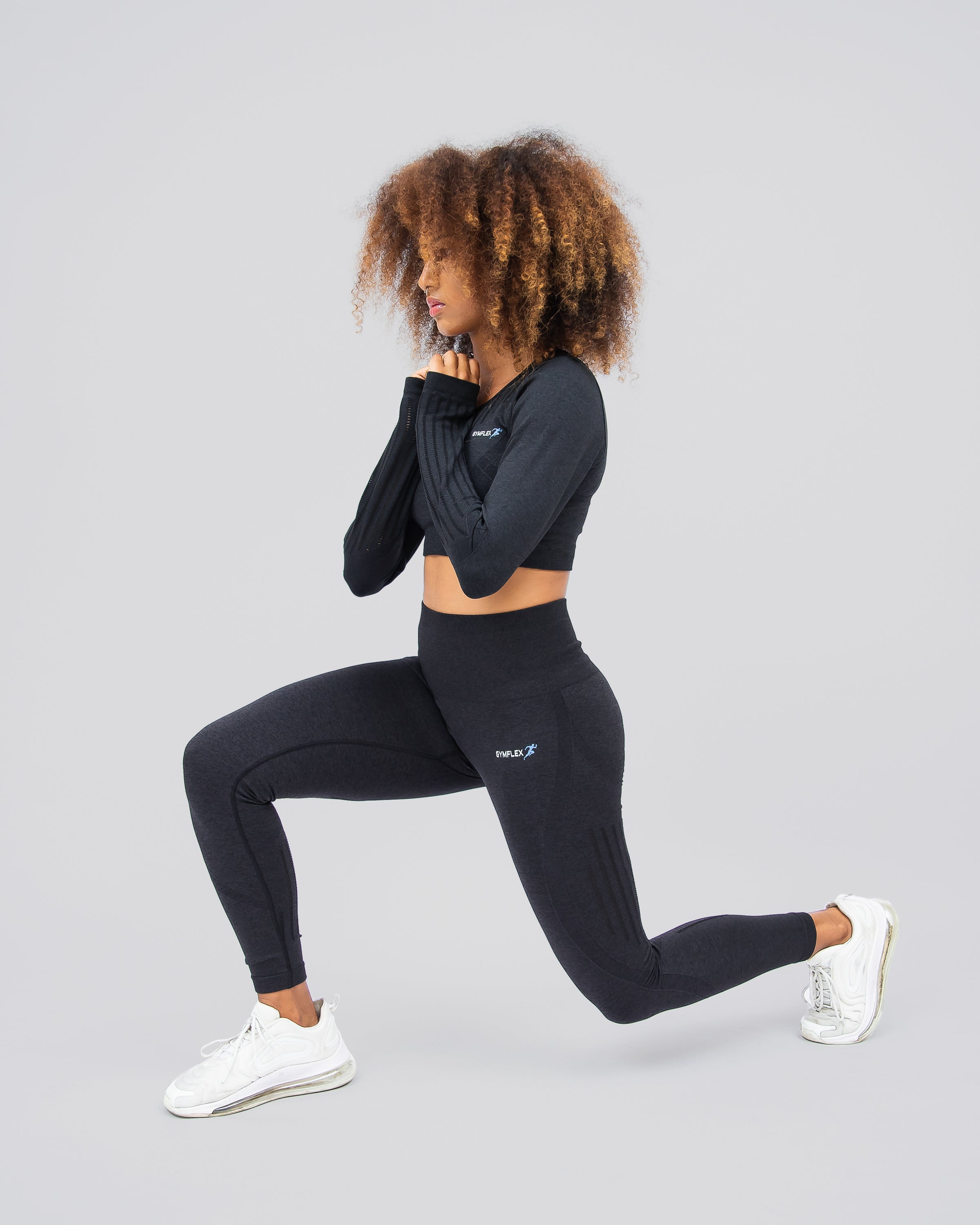 Dynamic Black Long Sleeve Crop Top