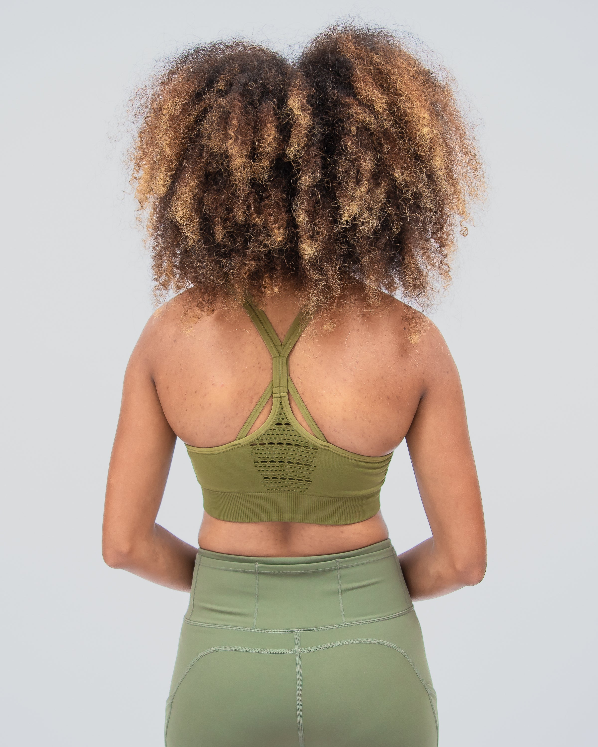 Flex Strappy Olive Green Sports Bra