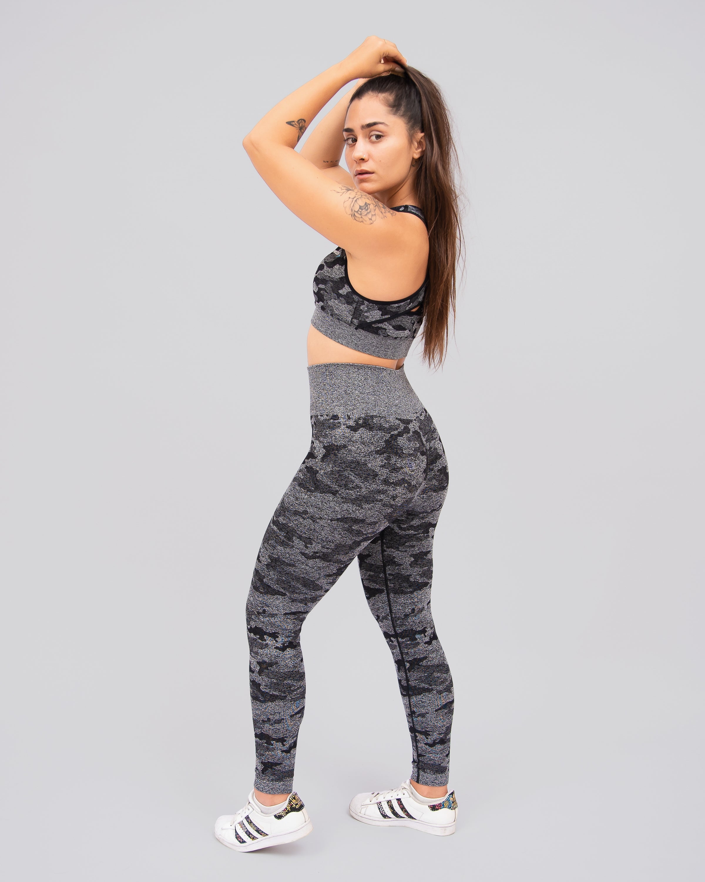 Camo Black Seamless Sports Bra