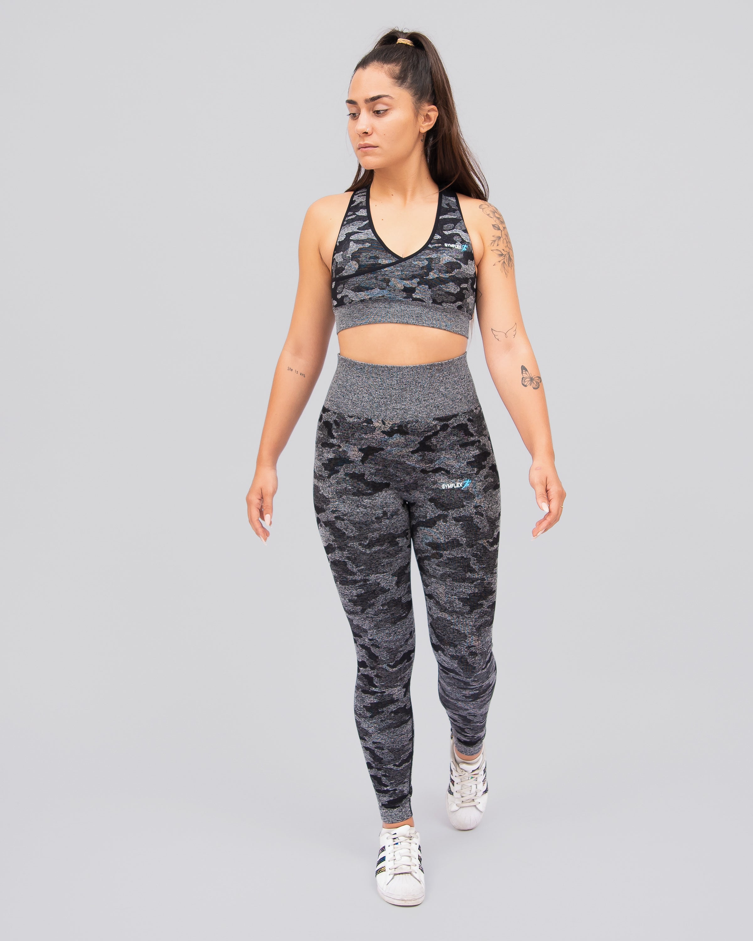 Camo Black Seamless Sports Bra