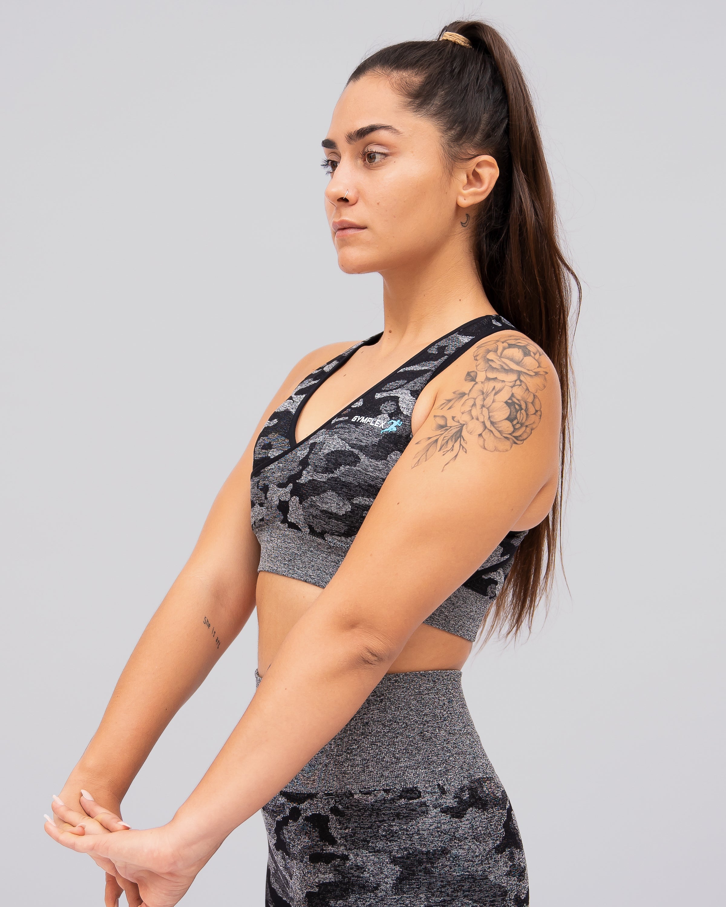 Camo Black Seamless Sports Bra