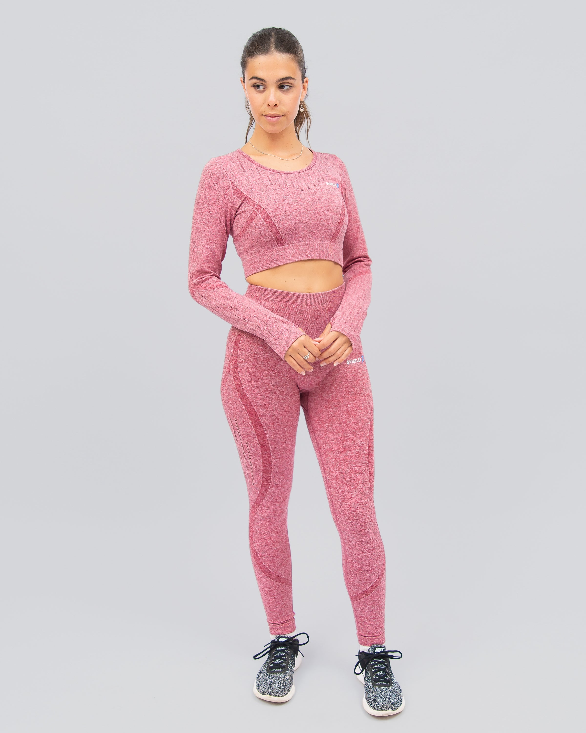 Dynamic Pink Long Sleeve Crop Top